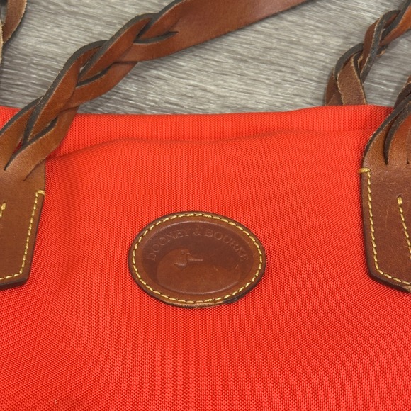 Dooney & Bourke Nylon Shopper Tote Bag Red Vacchetta Leather Trim Preppy Coastal - Picture 8 of 12
